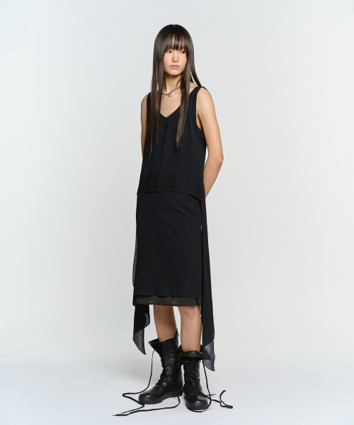 SOFT GAUZE LAYERED ONE-PIECE, BLACK（ワンピース）｜SUNBURNPROJECT
