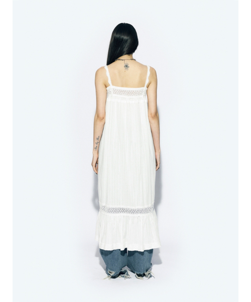 LACE TRIM MAXI DRESS WHITE