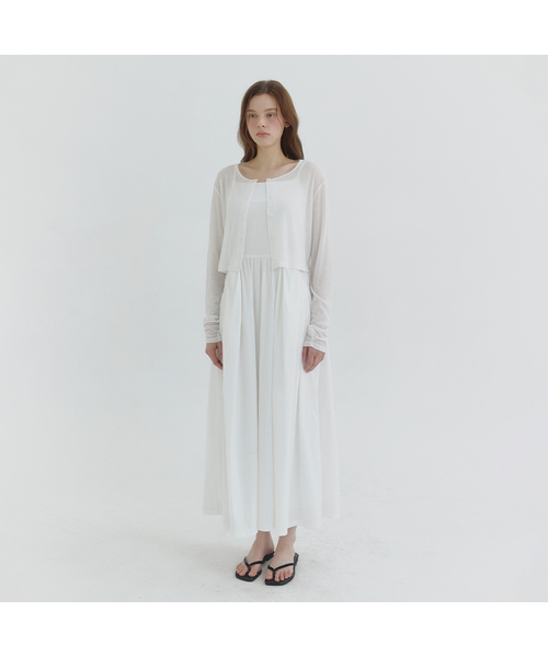 MICANE（ミケーネ）の「マンディシャーリングドレス-カーディガンセットアップ（ワンピース・レディース・ブラック/アイボリー・X-SMALL/SMALL/X-LARGE/LARGE/MEDIUM）」の2枚目の写真
