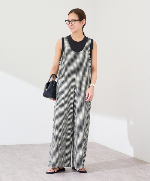 FRAMeWORK（フレームワーク）の「GIMGAM CHECK サロペット（サロペット/オーバーオール・レディース・ブラック・36/38）」の2枚目の写真