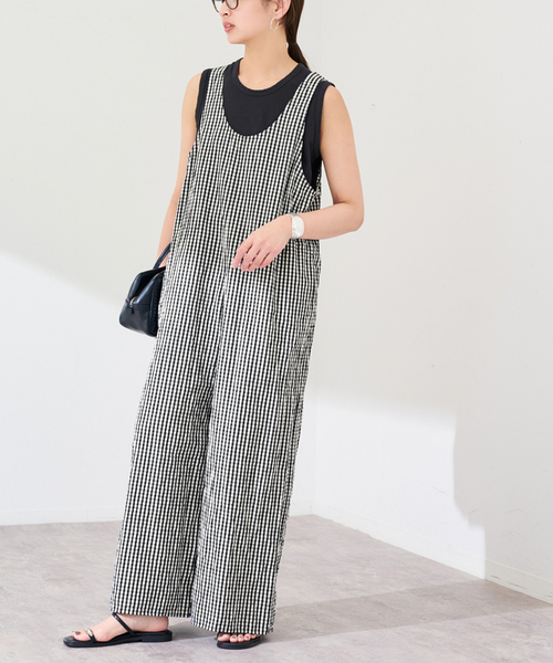 FRAMeWORK（フレームワーク）の「GIMGAM CHECK サロペット（サロペット/オーバーオール・レディース・ブラック・36/38）」の3枚目の写真