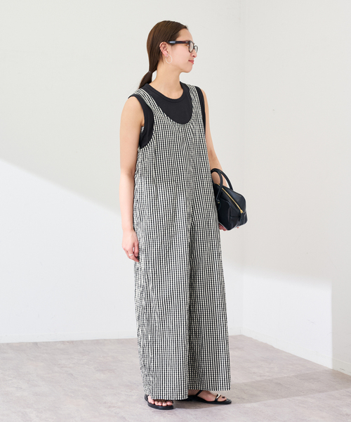 FRAMeWORK（フレームワーク）の「GIMGAM CHECK サロペット（サロペット/オーバーオール・レディース・ブラック・36/38）」の4枚目の写真
