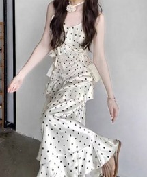 LADY LIKE（レディライク）の「【SIZE追加】 ドット柄フリルキャミソールワンピース（ワンピース）」