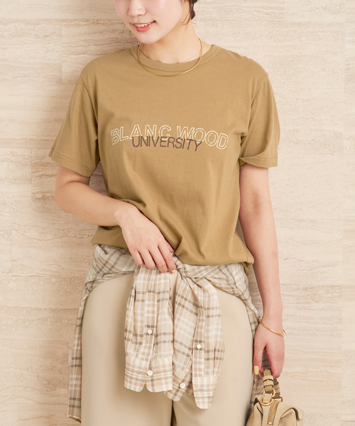 plage（プラージュ）の「organic cotton graphic Tシャツ（Tシャツ/カットソー・レディース・キャメル/ライトグレー・FREE）」の5枚目の写真