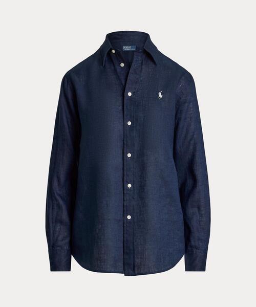 POLO RALPH LAUREN(ポロ ラルフ ローレン)の「クラシック フィット リネン シャツ(シャツ/ブラウス・レディース・ネイビー系1・S/XS/L/M/XL/XXS)」の2枚目の写真