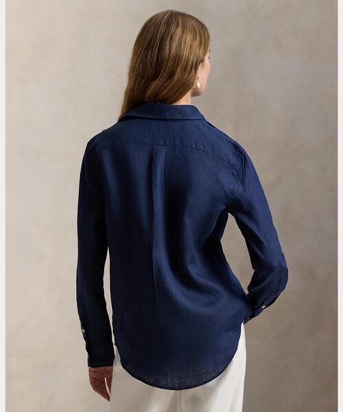POLO RALPH LAUREN(ポロ ラルフ ローレン)の「クラシック フィット リネン シャツ(シャツ/ブラウス・レディース・ネイビー系1・S/XS/L/M/XL/XXS)」の4枚目の写真
