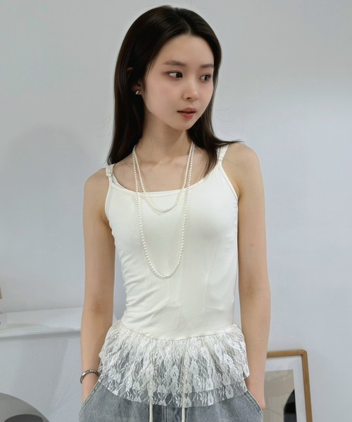 Jewelobe(ジュエローブ)の「シアーニット×レースフリルドロストトップス(Tシャツ/カットソー・レディース・グレー/アイボリー・FREE)」の12枚目の写真
