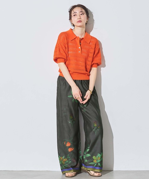 Gready Brilliant(グレディブリリアン)の「プリントローンボタニカルワイドパンツ(その他パンツ・レディース・ベージュ/ブラック・FREE)」の3枚目の写真