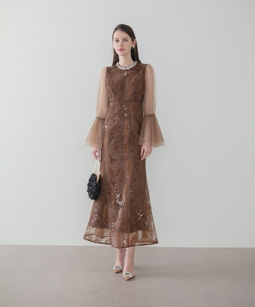 Leja(レジャ)の「【LEJA】ビジューネックスパンコールチュールフレアスリーブマーメイドワンピースドレス美脚効果結婚式 パーティードレス 成人式 二次会 同窓会 お呼ばれ オケージョン 20代 30代(ドレス・レディース・ブラウン/グレイッシュブルー・SMALL/MEDIUM)」の21枚目の写真