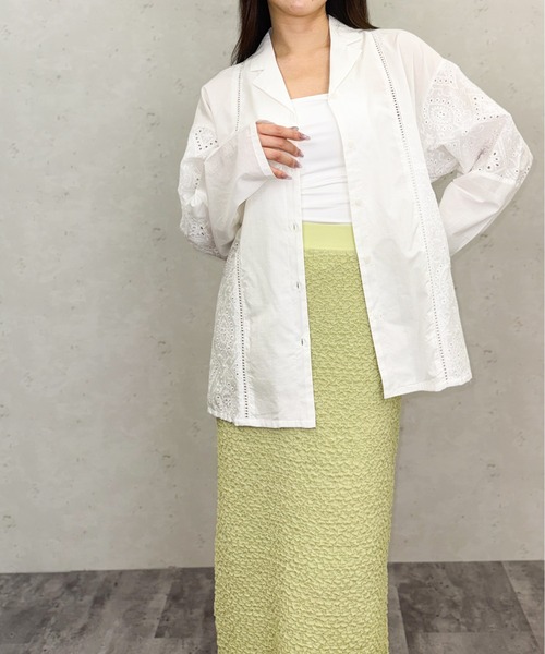Per sist ence（パーシエンス）の「ローンレースルーズオープンカラーシャツ（シャツ/ブラウス・レディース・ブラック/オフホワイト・ONE SIZE）」の11枚目の写真