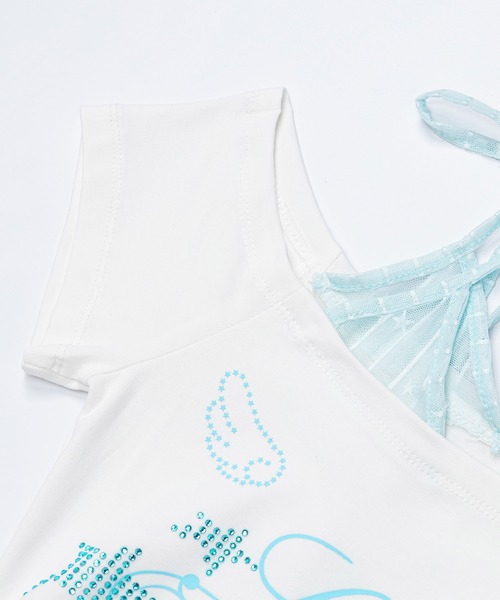 HOOK（フック）の「HOOK for girls　星×ロゴプリント フリルヘム ワンショルダー半袖トップス (SS)（Tシャツ/カットソー・レディース・グレー/ホワイト・FREE）」の20枚目の写真