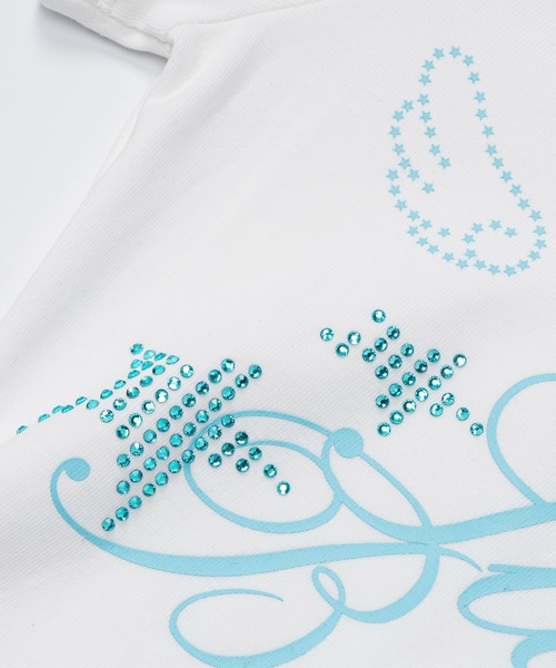 HOOK（フック）の「HOOK for girls　星×ロゴプリント フリルヘム ワンショルダー半袖トップス (SS)（Tシャツ/カットソー・レディース・グレー/ホワイト・FREE）」の16枚目の写真