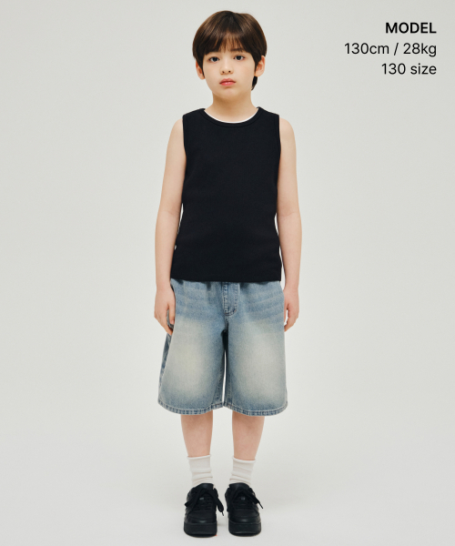 MUSINSA STANDARD KIDS（ムシンサスタンダードキッズ）の「エッセンシャルタンクトップ [ブラック]（Tシャツ/カットソー・レディース・その他・110/120/130/140/150/160）」の2枚目の写真