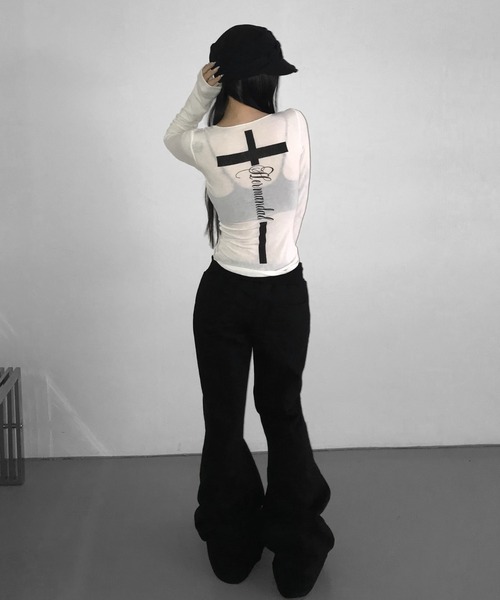 THEAIRTOWN(ジエアタウン)の「how sweet bootcut pt(スウェットパンツ・レディース・ブラック/ホワイト・FREE)」の22枚目の写真