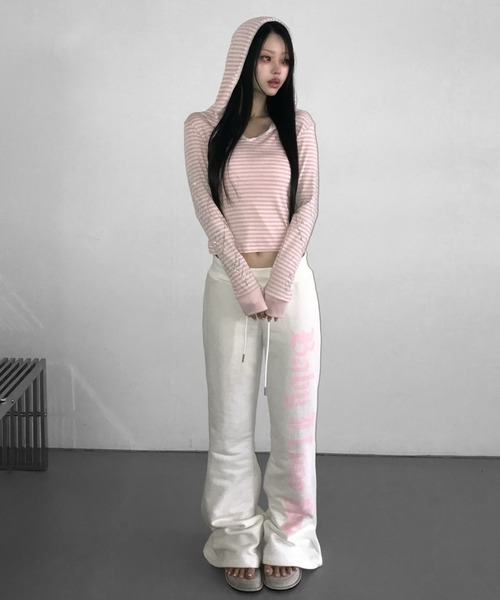 THEAIRTOWN(ジエアタウン)の「how sweet bootcut pt(スウェットパンツ・レディース・ブラック/ホワイト・FREE)」の14枚目の写真
