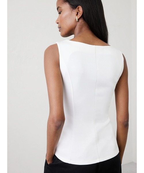 BANANA REPUBLIC FACTORY STORE（バナナリパブリック ファクトリーストア）の「BANANA REPUBLIC FACTORY STORE　　ソフトタッチ ペプラムヘム トップス（Tシャツ/カットソー・レディース・ホワイト/ネイビー・L/M/S/XS）」の4枚目の写真
