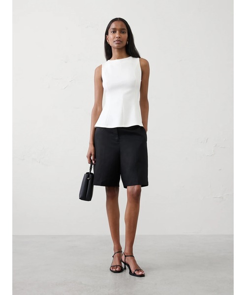 BANANA REPUBLIC FACTORY STORE（バナナリパブリック ファクトリーストア）の「BANANA REPUBLIC FACTORY STORE　　ソフトタッチ ペプラムヘム トップス（Tシャツ/カットソー・レディース・ホワイト/ネイビー・L/M/S/XS）」の5枚目の写真