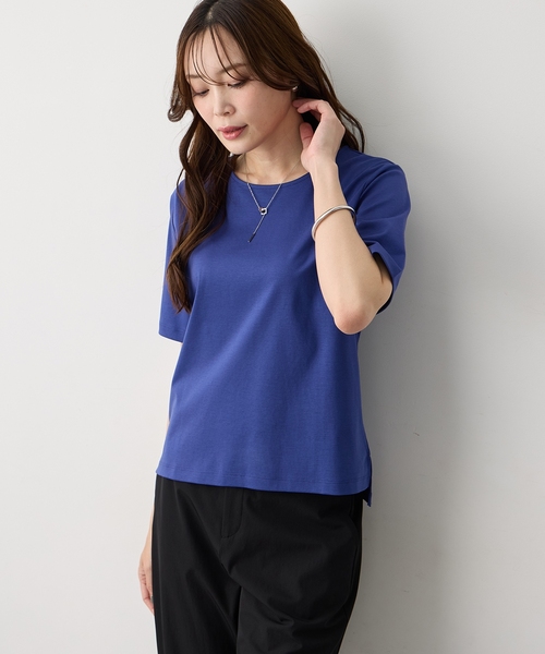 A/C DESIGN BY ALPHA CUBIC(エーシーデザインバイアルファキュービック)の「クルーネックTシャツ【すごツヤ・UVカット・接触冷感】(Tシャツ/カットソー・レディース・ブラック/ブラウン/ライトグリーン/ライトグレー/ブルー/オフホワイト・M/L/LL/3L)」の16枚目の写真