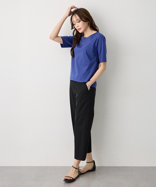 A/C DESIGN BY ALPHA CUBIC(エーシーデザインバイアルファキュービック)の「クルーネックTシャツ【すごツヤ・UVカット・接触冷感】(Tシャツ/カットソー・レディース・ブラック/ブラウン/ライトグリーン/ライトグレー/ブルー/オフホワイト・M/L/LL/3L)」の18枚目の写真