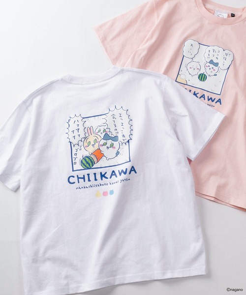 75】【CHIIKAWA/ちいかわ】発泡プリント スイカ割り/ピースサイン T