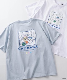 【75】【CHIIKAWA/ちいかわ】発泡プリント スイカ割り/ピースサイン Tシャツ