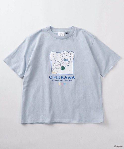 make a ray!(メイク ア レイ!)の「【75】【CHIIKAWA/ちいかわ】発泡プリント スイカ割り/ピースサイン Tシャツ(Tシャツ/カットソー・レディース・ピンク/ホワイト系その他/ホワイト/ピンク系その他/サックスブルー/ブルー系その他・M/S)」の7枚目の写真