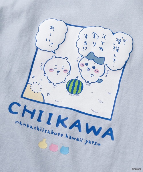 make a ray!(メイク ア レイ!)の「【75】【CHIIKAWA/ちいかわ】発泡プリント スイカ割り/ピースサイン Tシャツ(Tシャツ/カットソー・レディース・ピンク/ホワイト系その他/ホワイト/ピンク系その他/サックスブルー/ブルー系その他・M/S)」の9枚目の写真