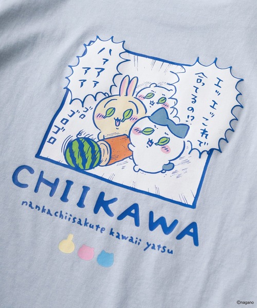 make a ray!(メイク ア レイ!)の「【75】【CHIIKAWA/ちいかわ】発泡プリント スイカ割り/ピースサイン Tシャツ(Tシャツ/カットソー・レディース・ピンク/ホワイト系その他/ホワイト/ピンク系その他/サックスブルー/ブルー系その他・M/S)」の10枚目の写真