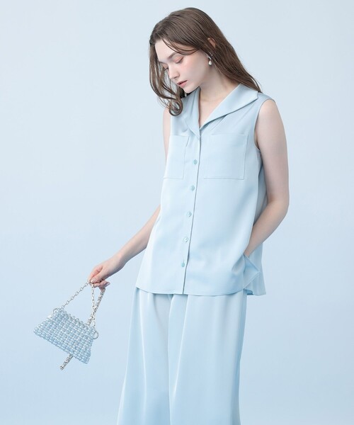 ANAYI(アナイ)の「トリアセツイルセーラー ブラウス〈セットアップ対応商品〉(シャツ/ブラウス・レディース・ネイビー/ピンクベージュ/ホワイト/ブルー・38)」の6枚目の写真