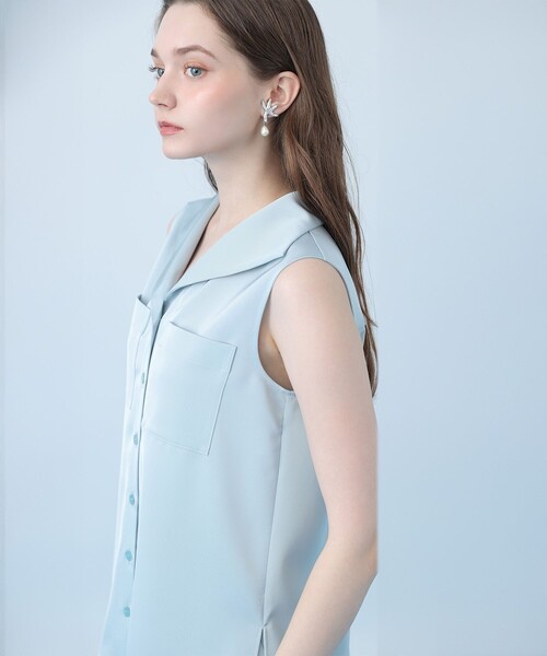 ANAYI(アナイ)の「トリアセツイルセーラー ブラウス〈セットアップ対応商品〉(シャツ/ブラウス・レディース・ネイビー/ピンクベージュ/ホワイト/ブルー・38)」の8枚目の写真