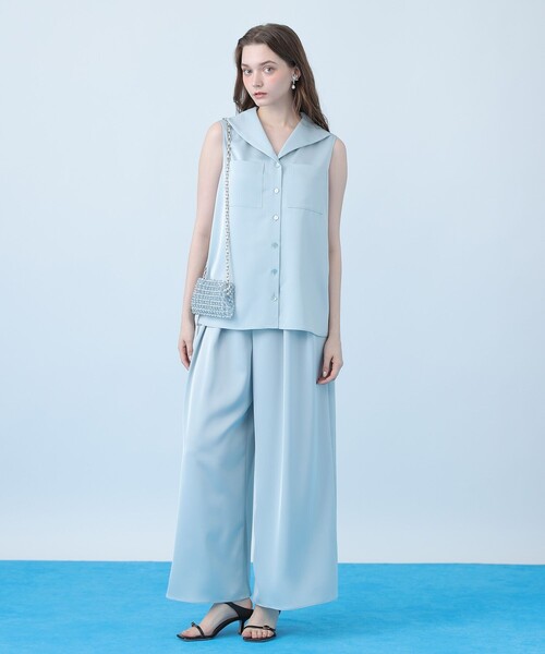 ANAYI(アナイ)の「トリアセツイルセーラー ブラウス〈セットアップ対応商品〉(シャツ/ブラウス・レディース・ネイビー/ピンクベージュ/ホワイト/ブルー・38)」の10枚目の写真
