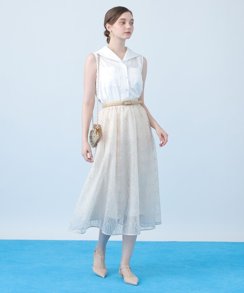 ANAYI(アナイ)の「トリアセツイルセーラー ブラウス〈セットアップ対応商品〉(シャツ/ブラウス・レディース・ネイビー/ピンクベージュ/ホワイト/ブルー・38)」の13枚目の写真
