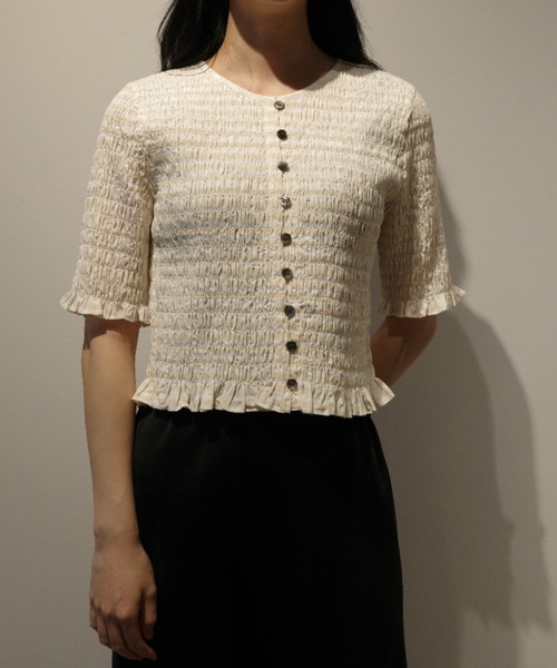 CLANE SHIRRING HALF SLEEVE BLOUSE（シャツ/ブラウス）｜CLANE