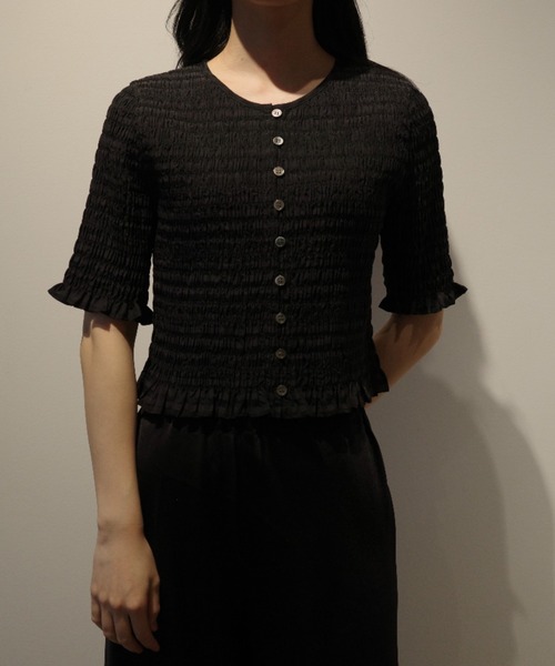 セール】CLANE SHIRRING HALF SLEEVE BLOUSE（シャツ/ブラウス