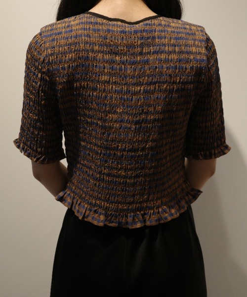 CLANE(クラネ)の「CLANE SHIRRING HALF SLEEVE BLOUSE(シャツ/ブラウス・レディース・その他/ブラック/オフホワイト・2/1)」の9枚目の写真