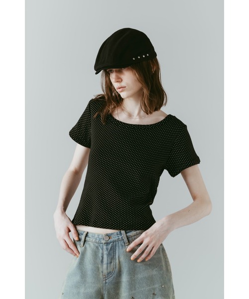 Knuth Marf（クヌースマーフ）の「layered crewneck tee（Tシャツ/カットソー・レディース・ブラウン/ホワイト/ドット/ネイビー・FREE）」の9枚目の写真