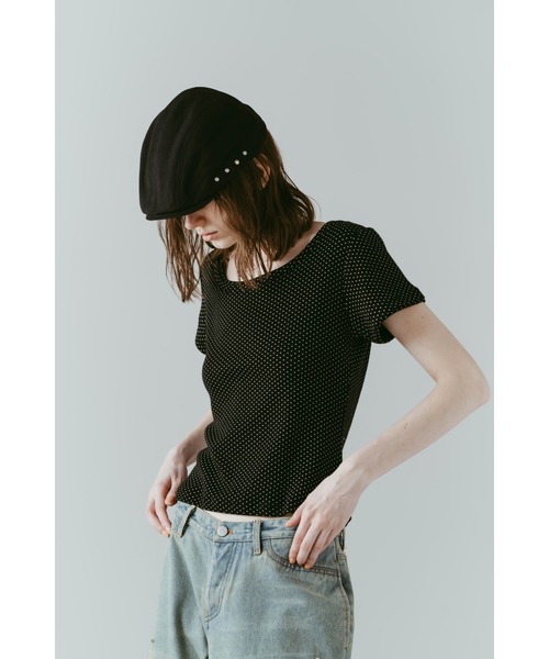 Knuth Marf（クヌースマーフ）の「layered crewneck tee（Tシャツ/カットソー・レディース・ブラウン/ホワイト/ドット/ネイビー・FREE）」の10枚目の写真
