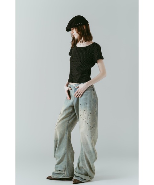 Knuth Marf（クヌースマーフ）の「layered crewneck tee（Tシャツ/カットソー・レディース・ブラウン/ホワイト/ドット/ネイビー・FREE）」の13枚目の写真