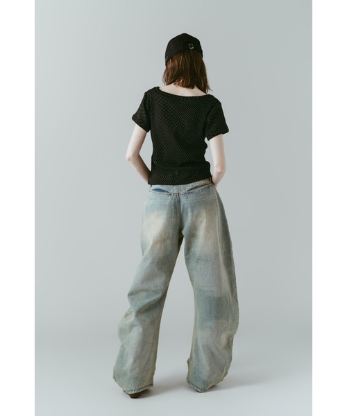 Knuth Marf（クヌースマーフ）の「layered crewneck tee（Tシャツ/カットソー・レディース・ブラウン/ホワイト/ドット/ネイビー・FREE）」の14枚目の写真
