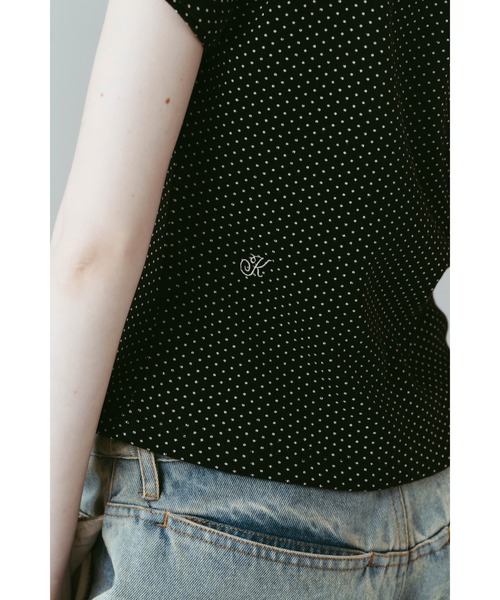Knuth Marf（クヌースマーフ）の「layered crewneck tee（Tシャツ/カットソー・レディース・ブラウン/ホワイト/ドット/ネイビー・FREE）」の16枚目の写真