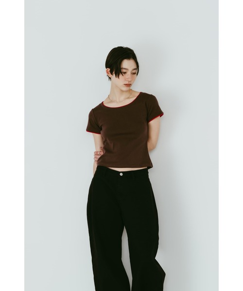 Knuth Marf（クヌースマーフ）の「layered crewneck tee（Tシャツ/カットソー・レディース・ブラウン/ホワイト/ドット/ネイビー・FREE）」の22枚目の写真