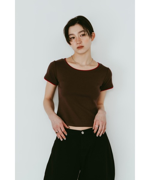 Knuth Marf（クヌースマーフ）の「layered crewneck tee（Tシャツ/カットソー・レディース・ブラウン/ホワイト/ドット/ネイビー・FREE）」の19枚目の写真