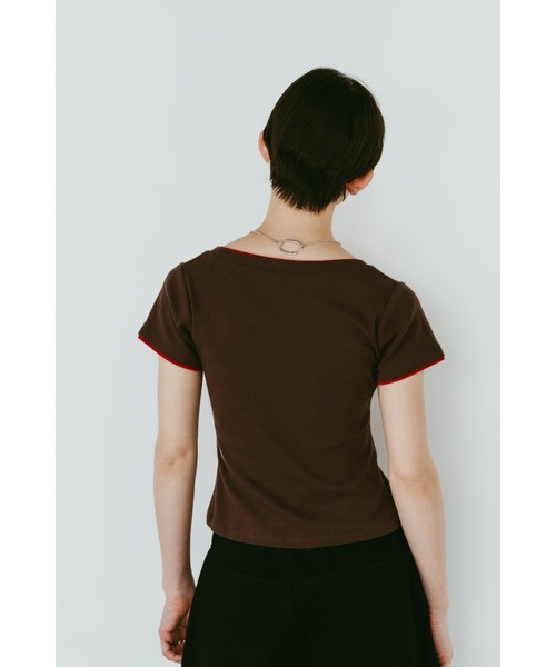 Knuth Marf（クヌースマーフ）の「layered crewneck tee（Tシャツ/カットソー・レディース・ブラウン/ホワイト/ドット/ネイビー・FREE）」の20枚目の写真