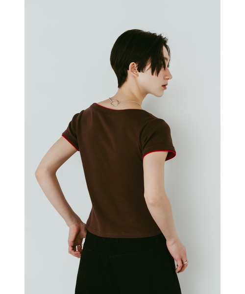 Knuth Marf（クヌースマーフ）の「layered crewneck tee（Tシャツ/カットソー・レディース・ブラウン/ホワイト/ドット/ネイビー・FREE）」の21枚目の写真