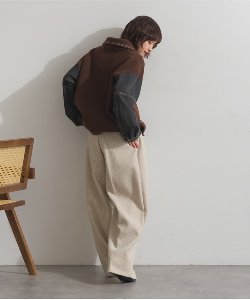 OandI（オーアンドアイ）の「配色ステッチニットジャケットカーディガン（カーディガン/ボレロ・レディース・ブラック/ブラウン/アイボリー・FREE）」の14枚目の写真