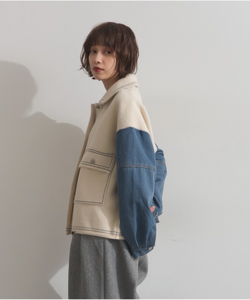 OandI（オーアンドアイ）の「配色ステッチニットジャケットカーディガン（カーディガン/ボレロ・レディース・ブラック/ブラウン/アイボリー・FREE）」の22枚目の写真
