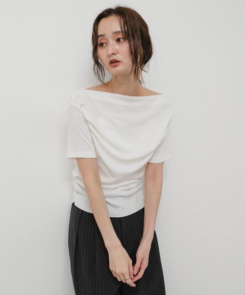 SENSE OF PLACE by URBAN RESEARCH(センスオブプレイスバイアーバンリサーチ)の「シアードレープトップ(半袖)(Tシャツ/カットソー・レディース・ライトブルー/ブラック/オフホワイト・ONE)」の6枚目の写真
