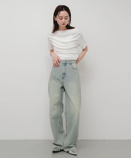 SENSE OF PLACE by URBAN RESEARCH(センスオブプレイスバイアーバンリサーチ)の「シアードレープトップ(半袖)(Tシャツ/カットソー・レディース・ライトブルー/ブラック/オフホワイト・ONE)」の10枚目の写真