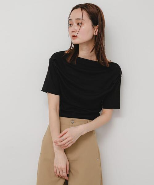 SENSE OF PLACE by URBAN RESEARCH(センスオブプレイスバイアーバンリサーチ)の「シアードレープトップ(半袖)(Tシャツ/カットソー・レディース・ライトブルー/ブラック/オフホワイト・ONE)」の13枚目の写真