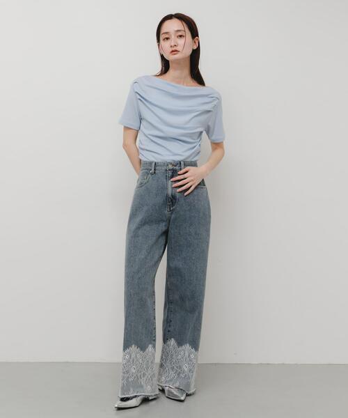 SENSE OF PLACE by URBAN RESEARCH(センスオブプレイスバイアーバンリサーチ)の「シアードレープトップ(半袖)(Tシャツ/カットソー・レディース・ライトブルー/ブラック/オフホワイト・ONE)」の21枚目の写真